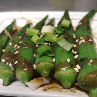 Grilled Okra with Teriyaki Sauce